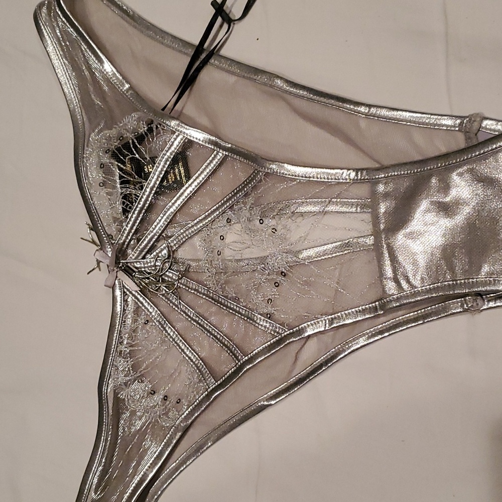 Honey Birdette GLORIA SILVER BRIEF!BRAZILLIAN CUT.. XS